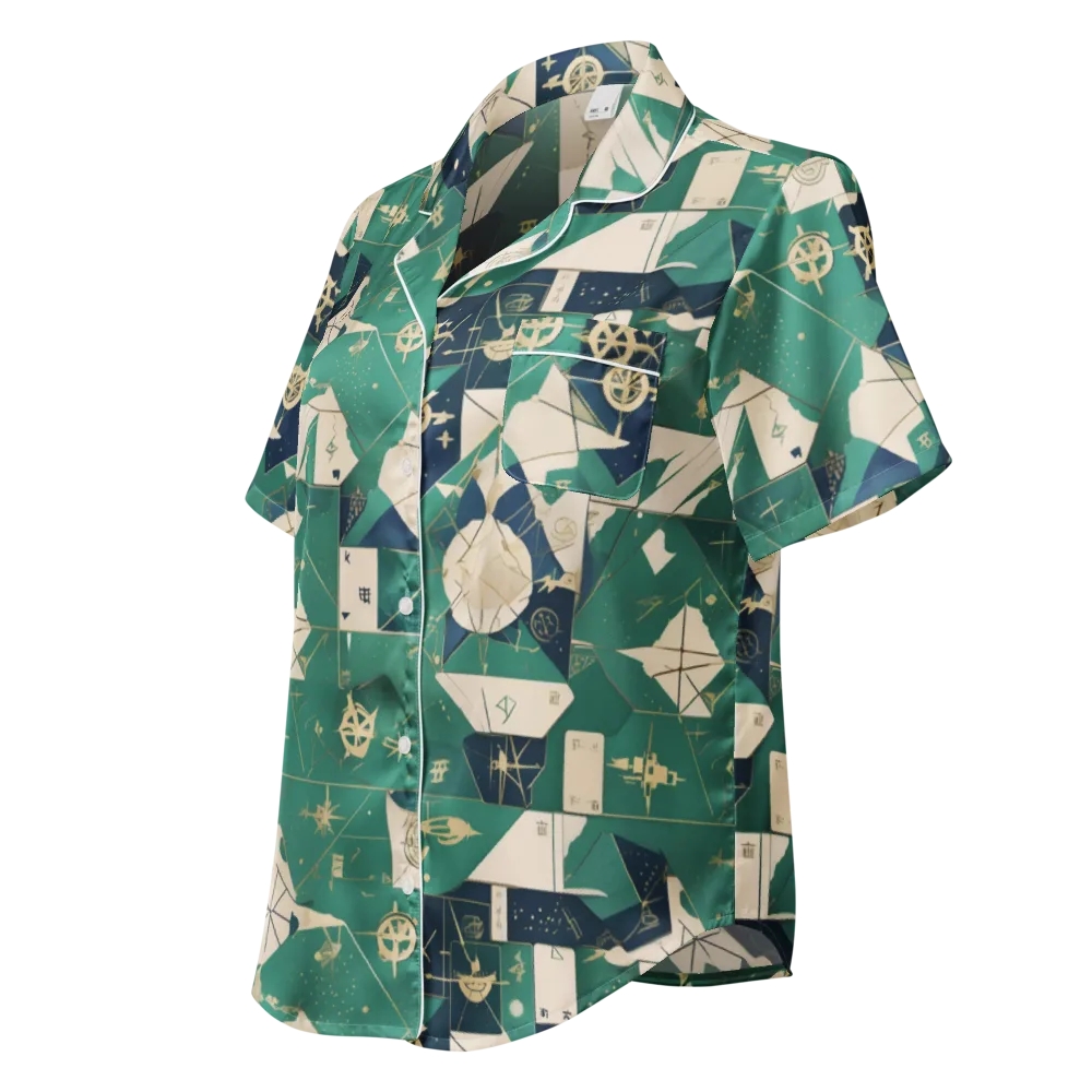 Cartographer’s Reverie on Women's Short Sleeve Pajama Top — Left Front