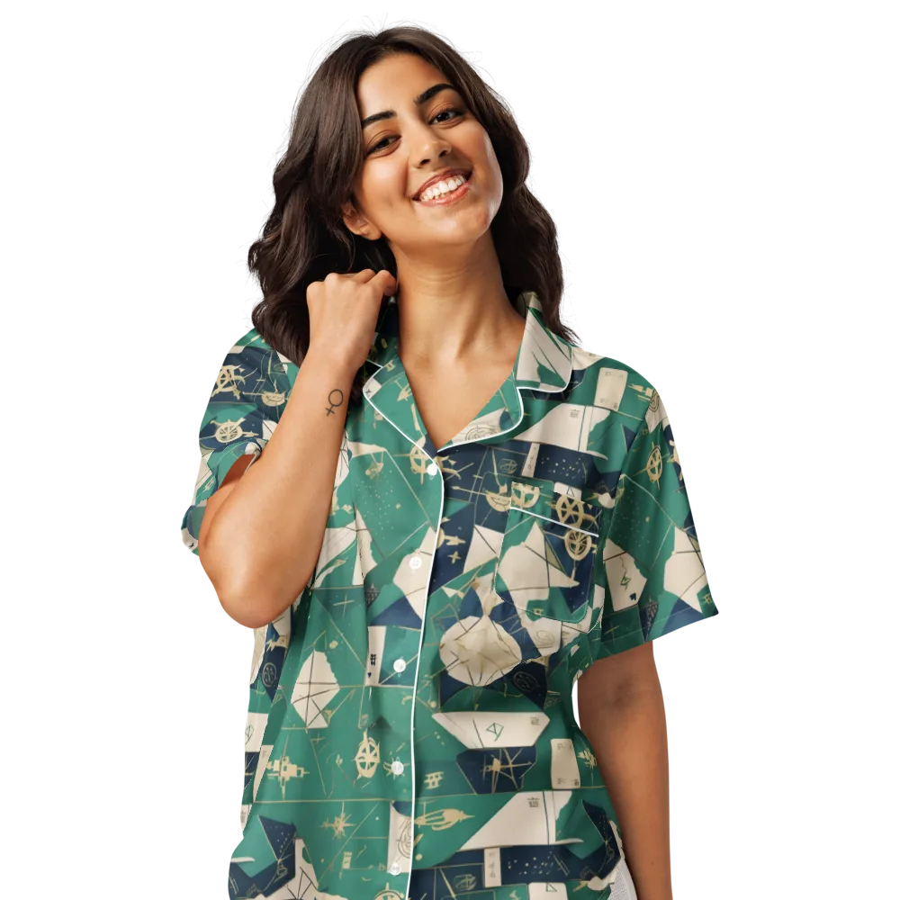 Cartographer’s Reverie on Women's Short Sleeve Pajama Top — Front