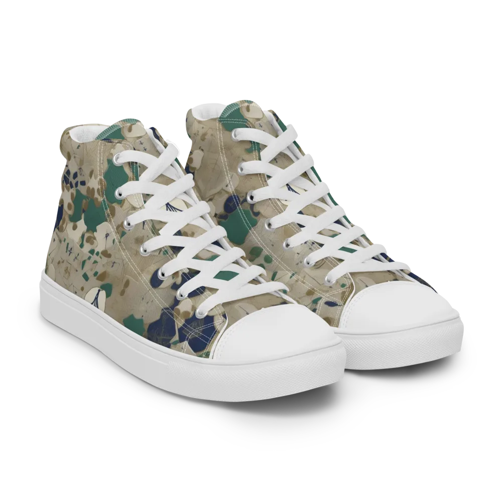 Cartographer’s Relic on Men's High Top Canvas Shoes — Right Front