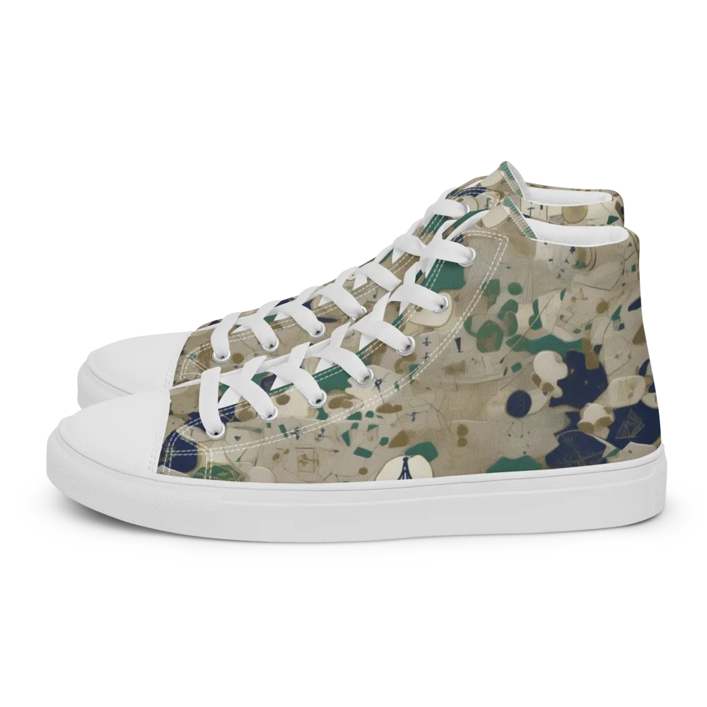 Cartographer’s Relic on Men's High Top Canvas Shoes — Left