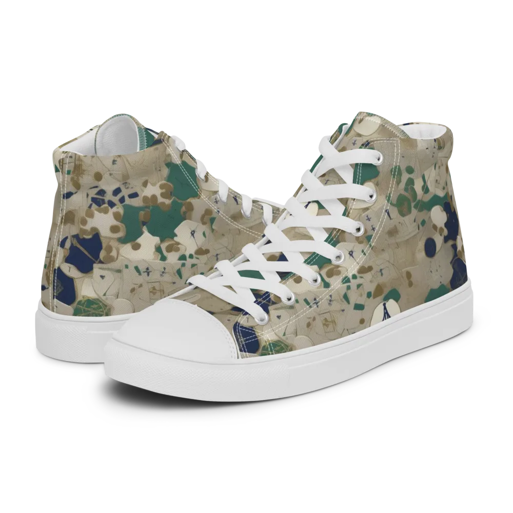 Cartographer’s Relic on Men's High Top Canvas Shoes — Left
