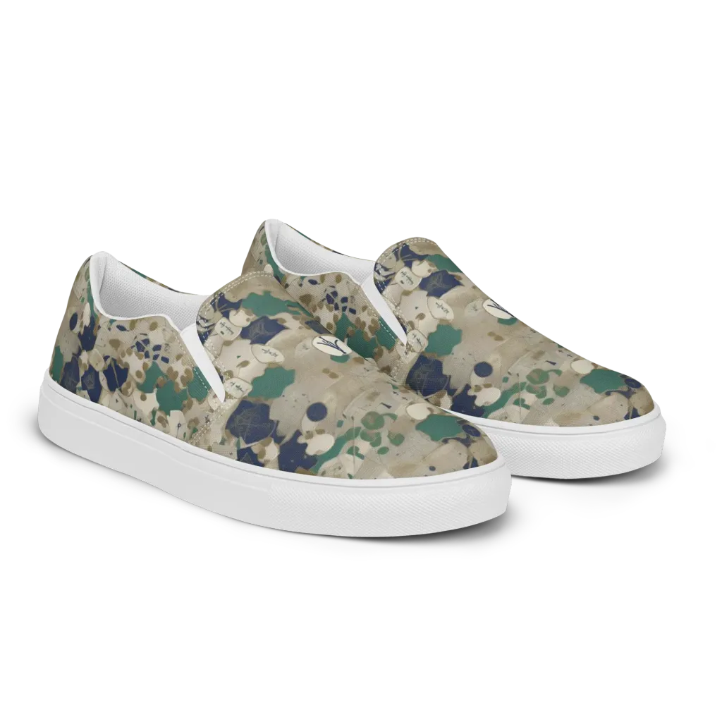 Cartographer’s Relic on Men's Slip-On Canvas Shoes — Right Front