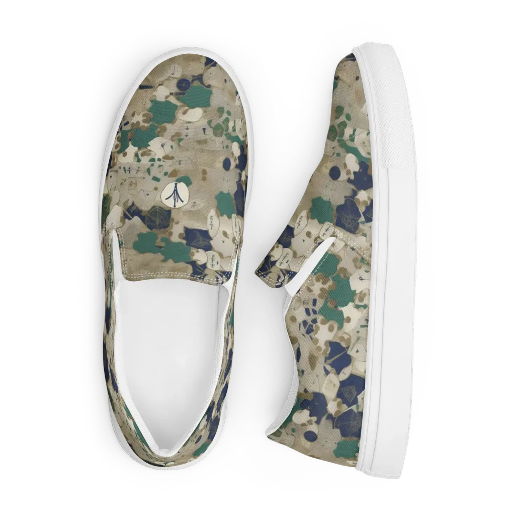 Cartographer’s Relic on Men's Slip-On Canvas Shoes — Front