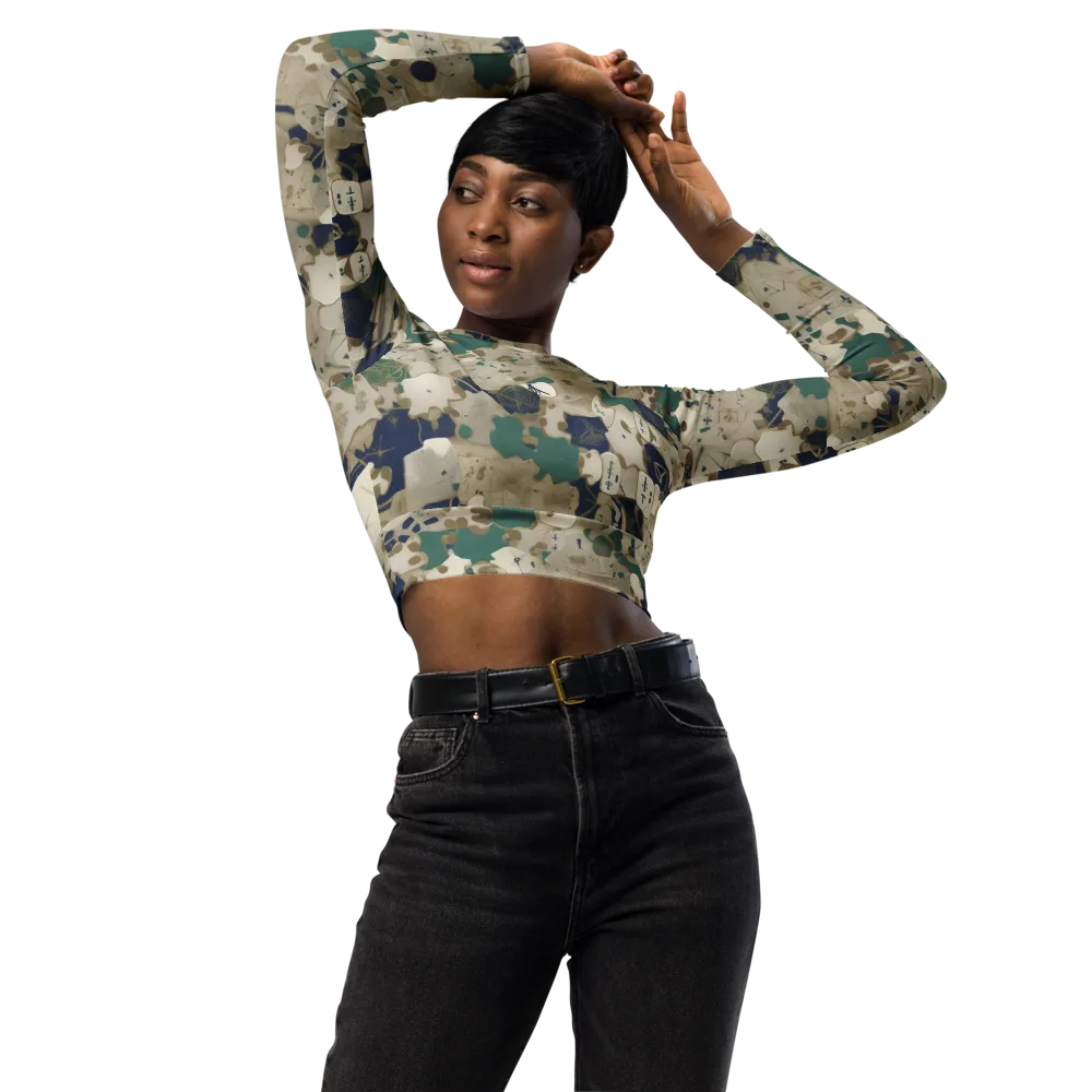 Cartographer’s Relic on Long Sleeve Crop Top — Front