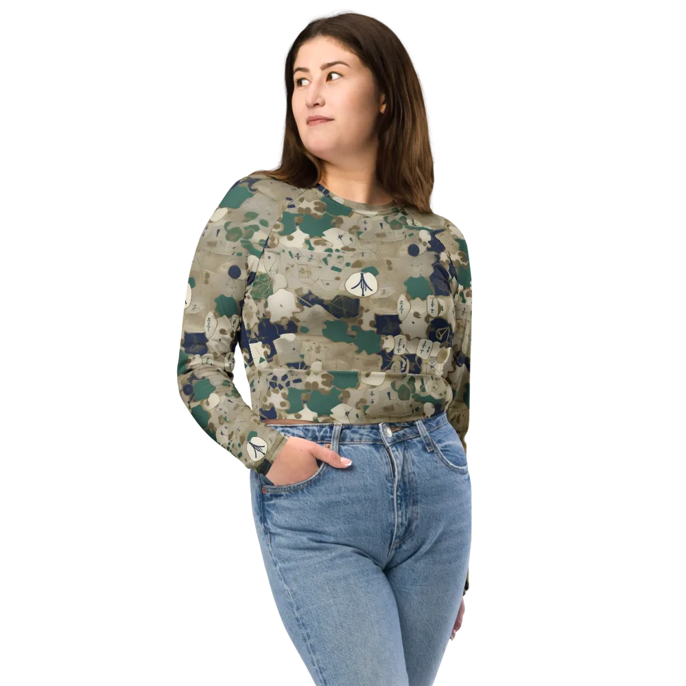 Cartographer’s Relic on Long Sleeve Crop Top — Front