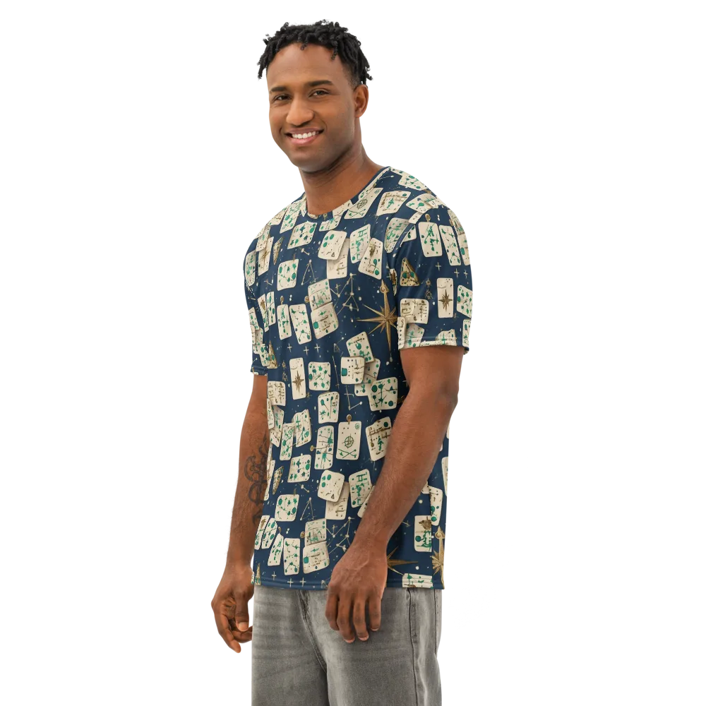 Compass Constellation on Men's Cotton Crew Neck T-Shirt — Left Front