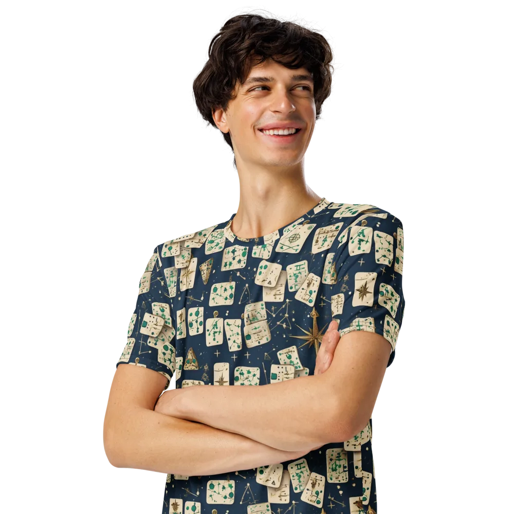Compass Constellation on Men's Crew Neck T-Shirt — Left Front