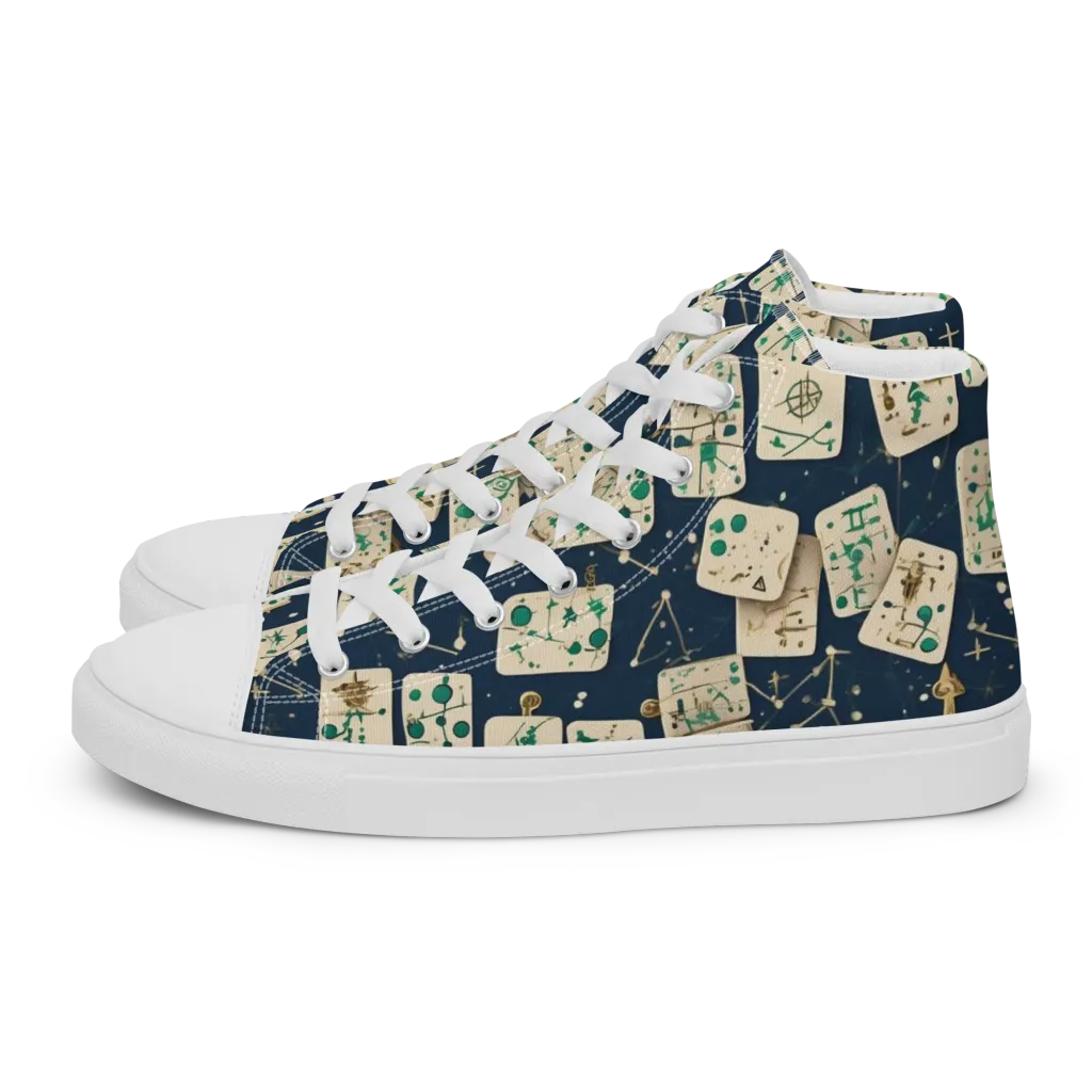 Compass Constellation on Men's High Top Canvas Shoes — Left
