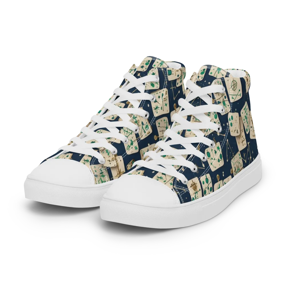 Compass Constellation on Women's High Top Canvas Shoes — Left Front