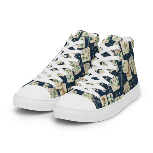 Compass Constellation on a Women's High Top Canvas Shoes