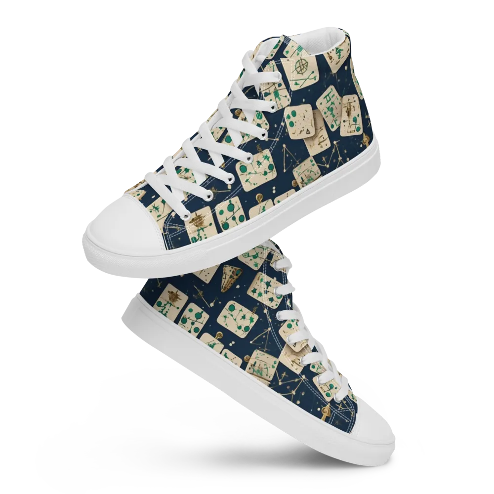 Compass Constellation on Women's High Top Canvas Shoes — Front