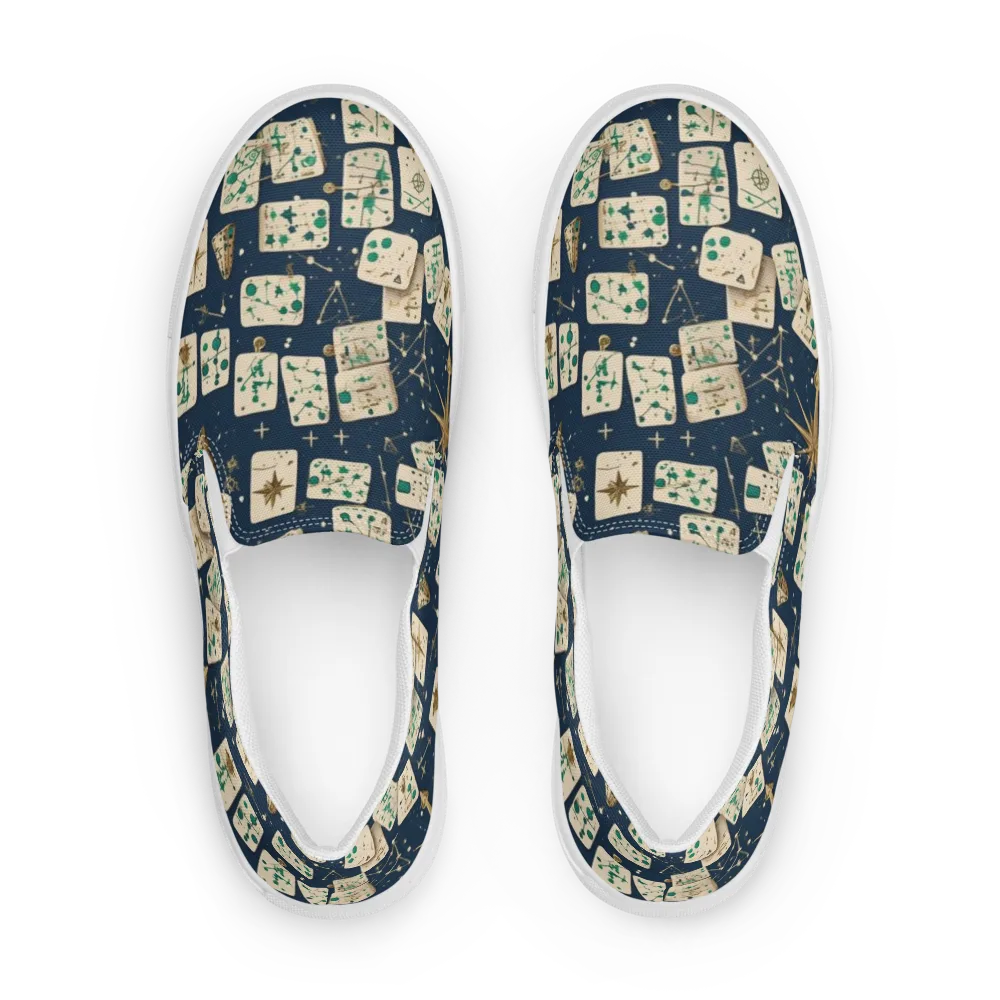 Compass Constellation on Men's Slip-On Canvas Shoes — Front