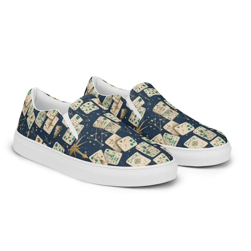 Compass Constellation on Men's Slip-On Canvas Shoes — Right Front
