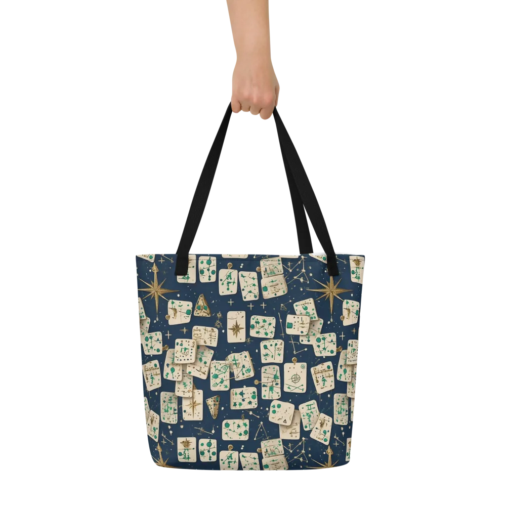 Compass Constellation on Large Tote Bag W/ Pocket — Front