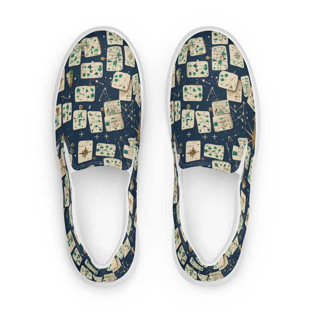 Compass Constellation on Women's Slip-On Canvas Shoes — Front