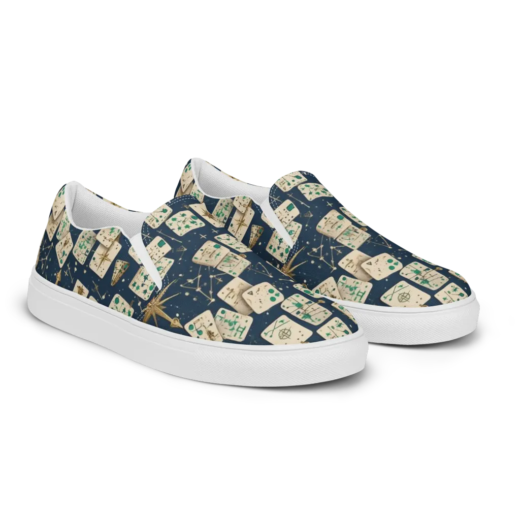 Compass Constellation on Women's Slip-On Canvas Shoes — Right Front