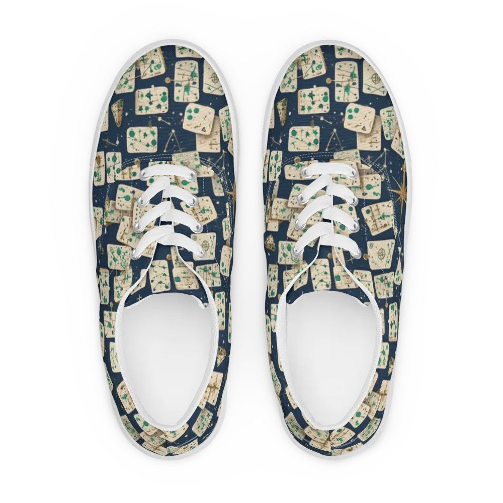 Compass Constellation on Men's Lace-Up Canvas Shoes — Front