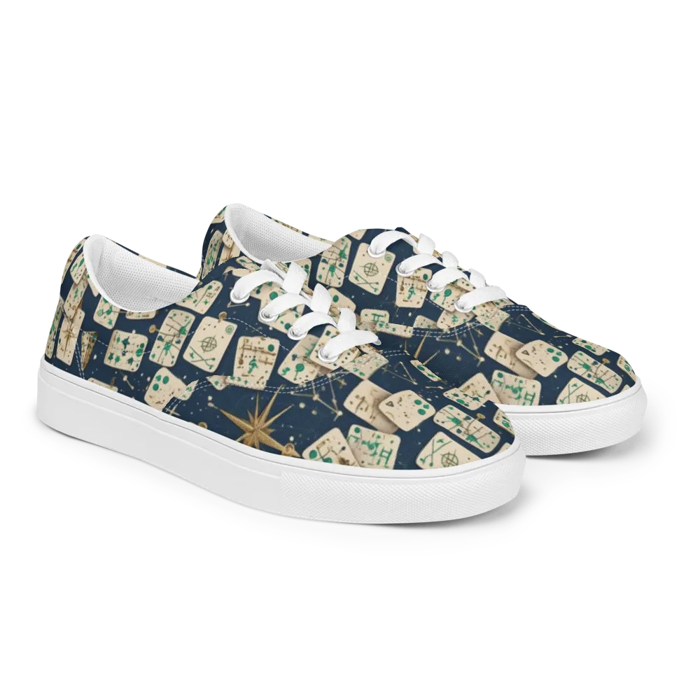 Compass Constellation on Men's Lace-Up Canvas Shoes — Right Front