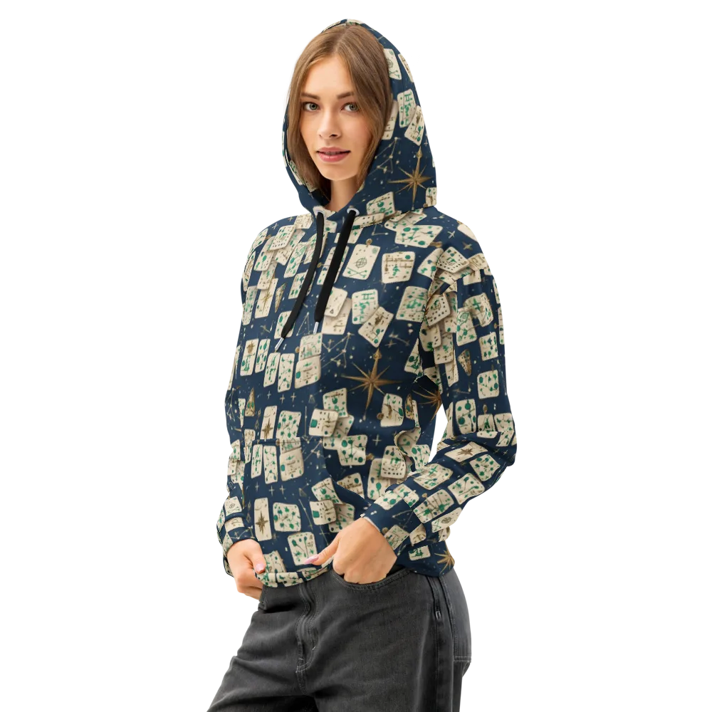 Compass Constellation on Cotton Hoodie — Left Front