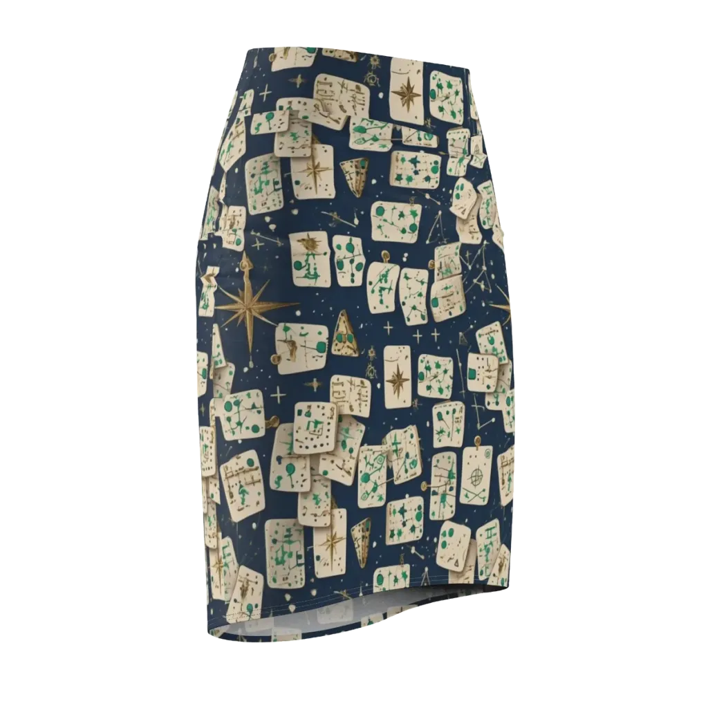 Compass Constellation on Pencil Skirt — Front Side