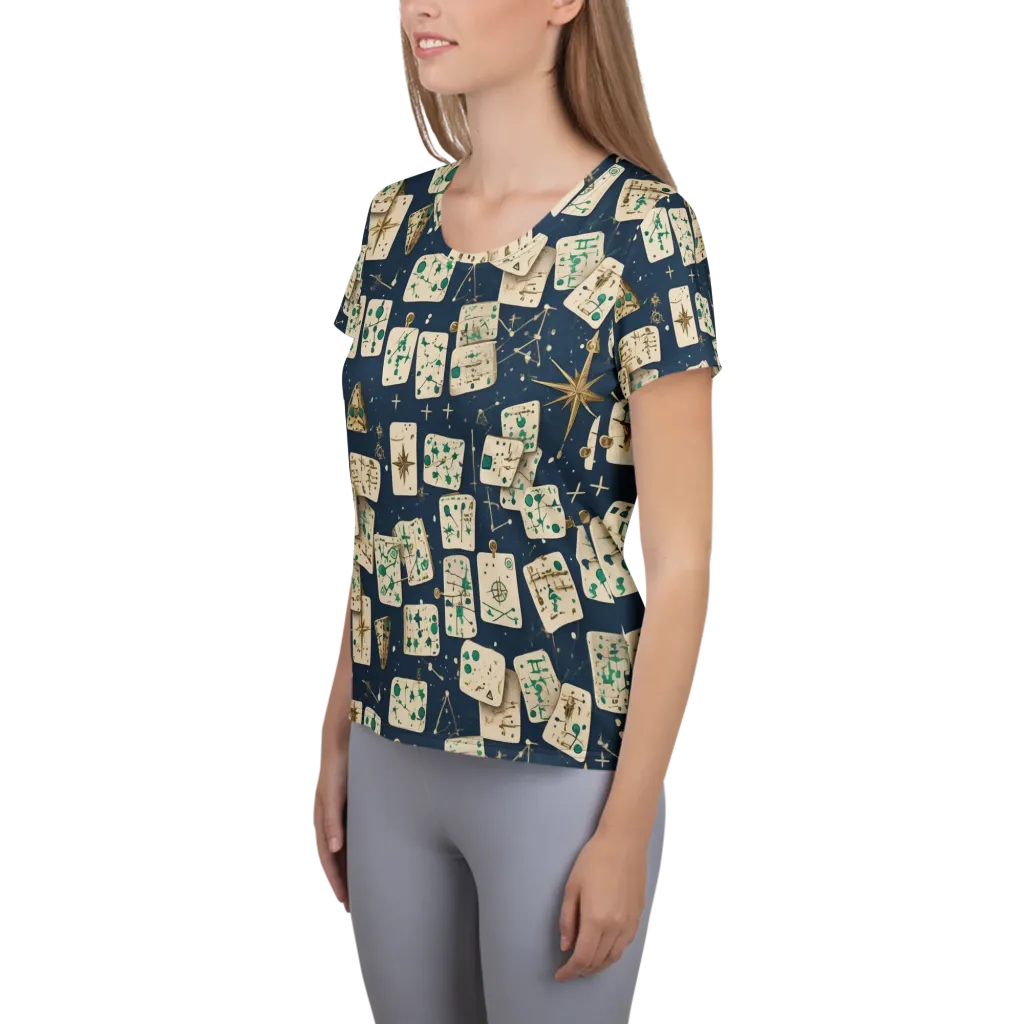 Compass Constellation on Women's Athletic T-Shirt — Left