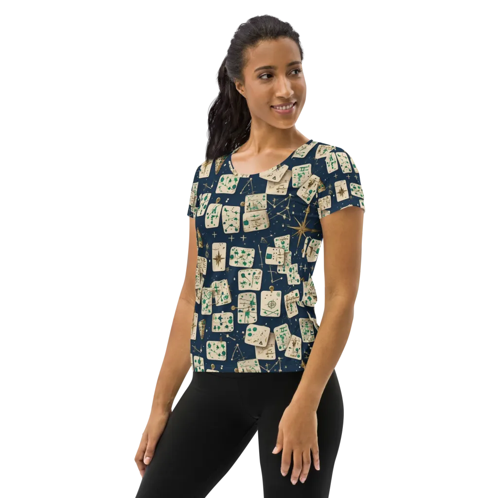 Compass Constellation on Women's Athletic T-Shirt — Left