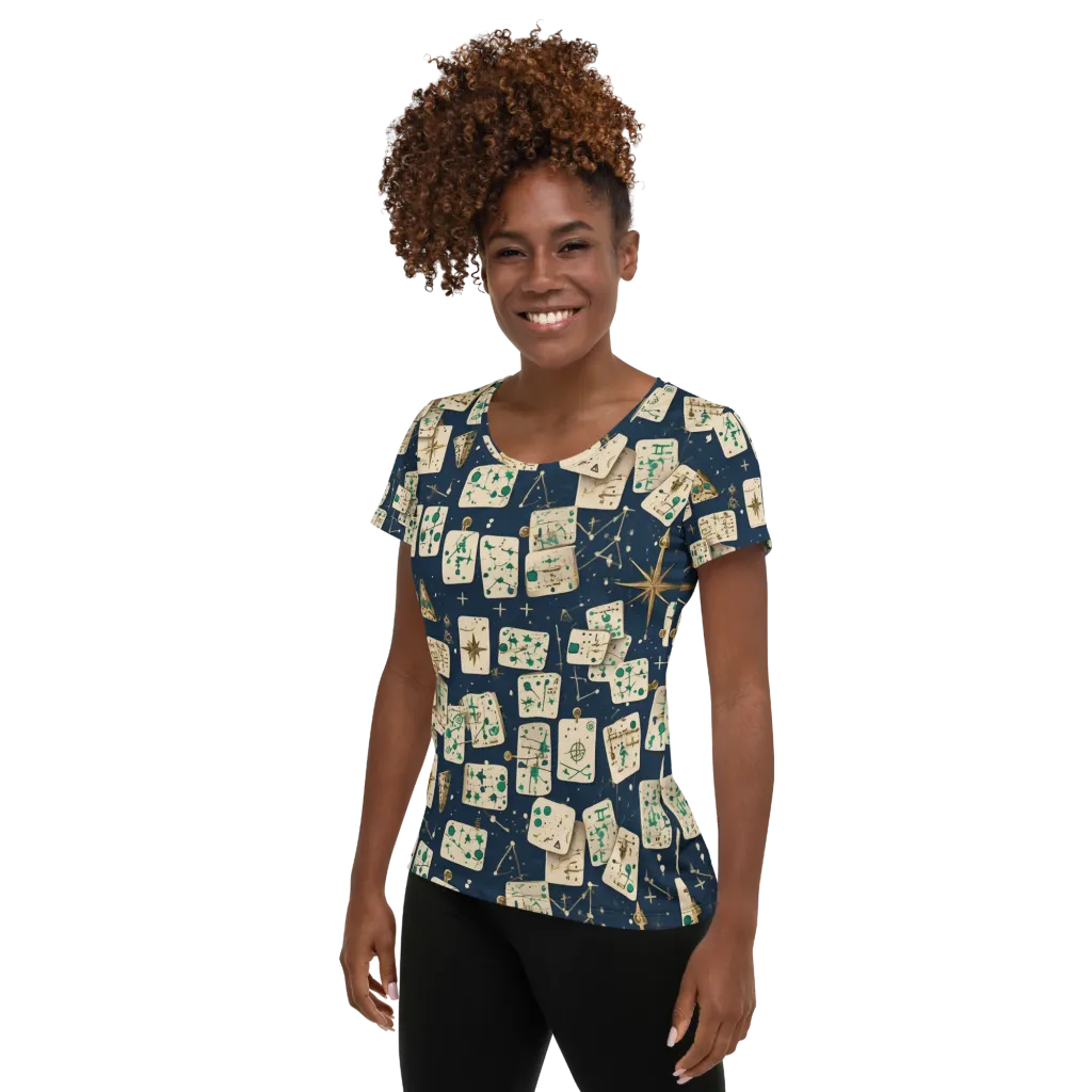 Compass Constellation on Women's Athletic T-Shirt — Left