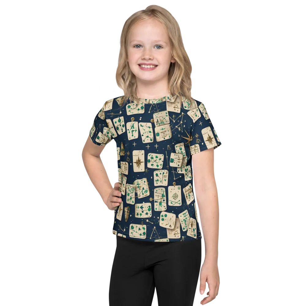 Compass Constellation on Kids Crew Neck T-Shirt — Front