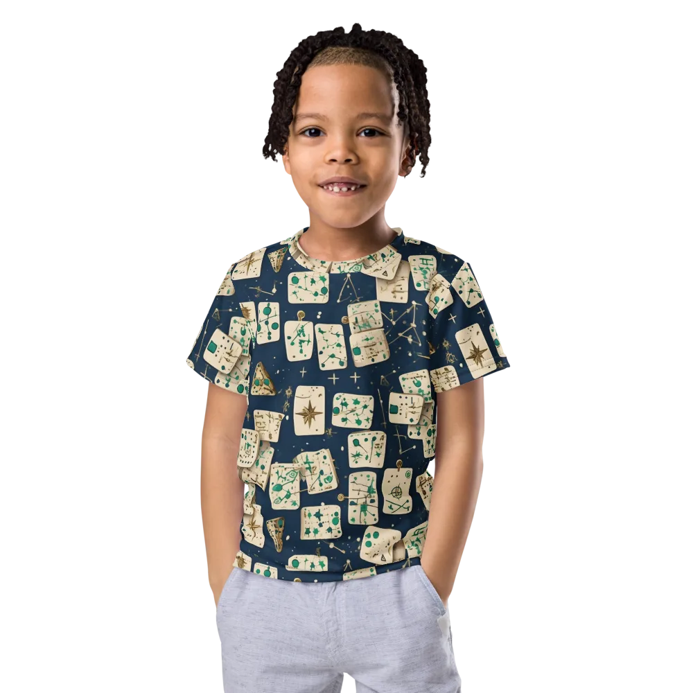 Compass Constellation on Kids Crew Neck T-Shirt — Front