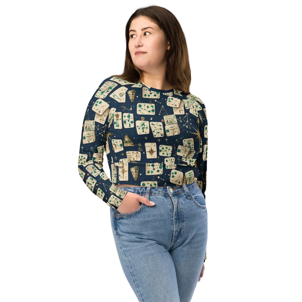 Compass Constellation on Long Sleeve Crop Top — Front