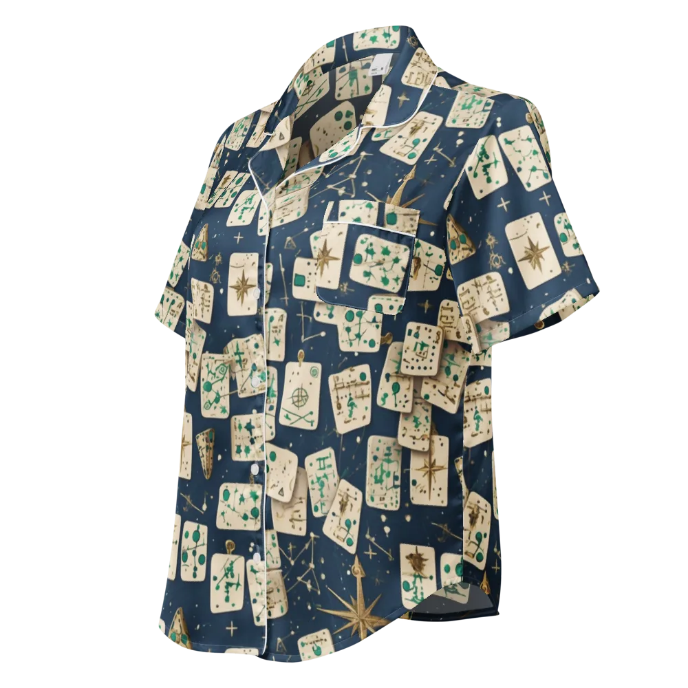 Compass Constellation on Women's Short Sleeve Pajama Top — Left Front