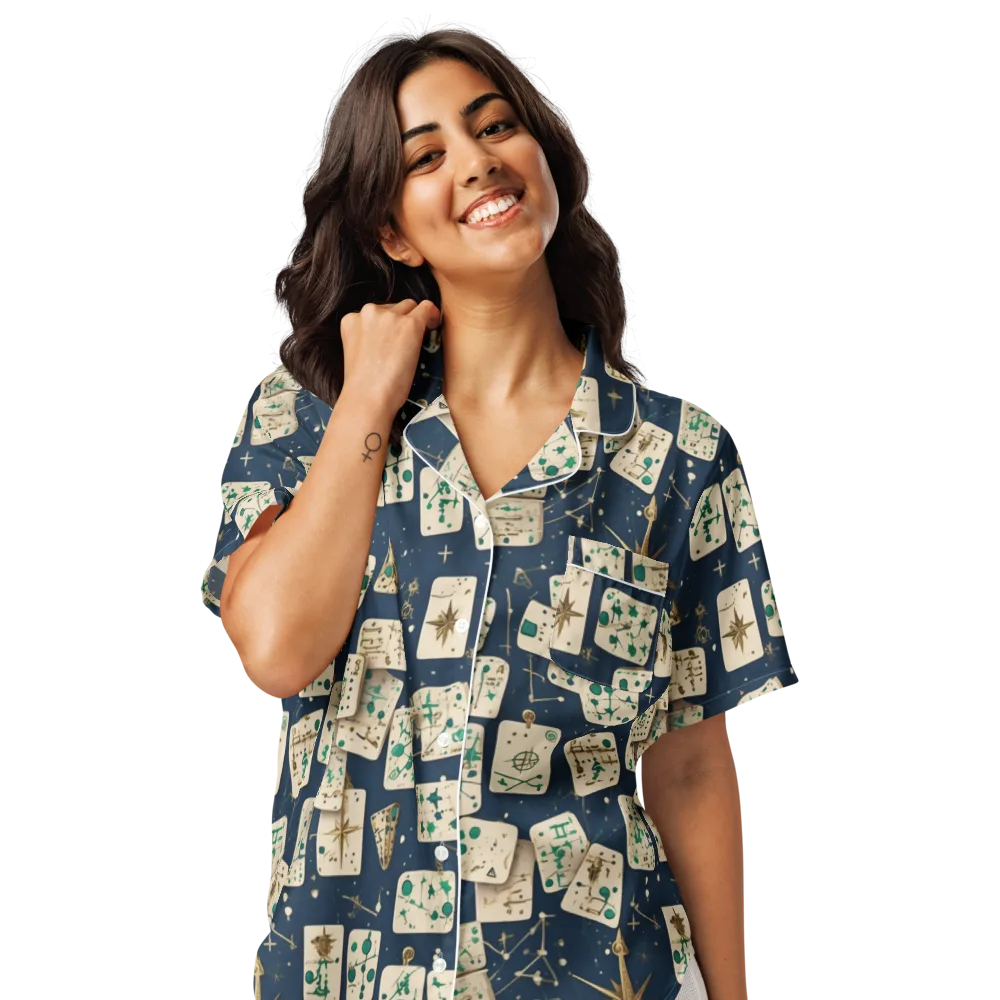 Compass Constellation on Women's Short Sleeve Pajama Top — Front