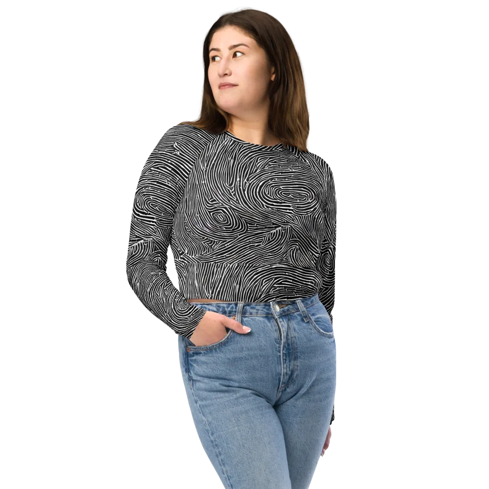 Inkwood Pulse on Long Sleeve Crop Top — Front