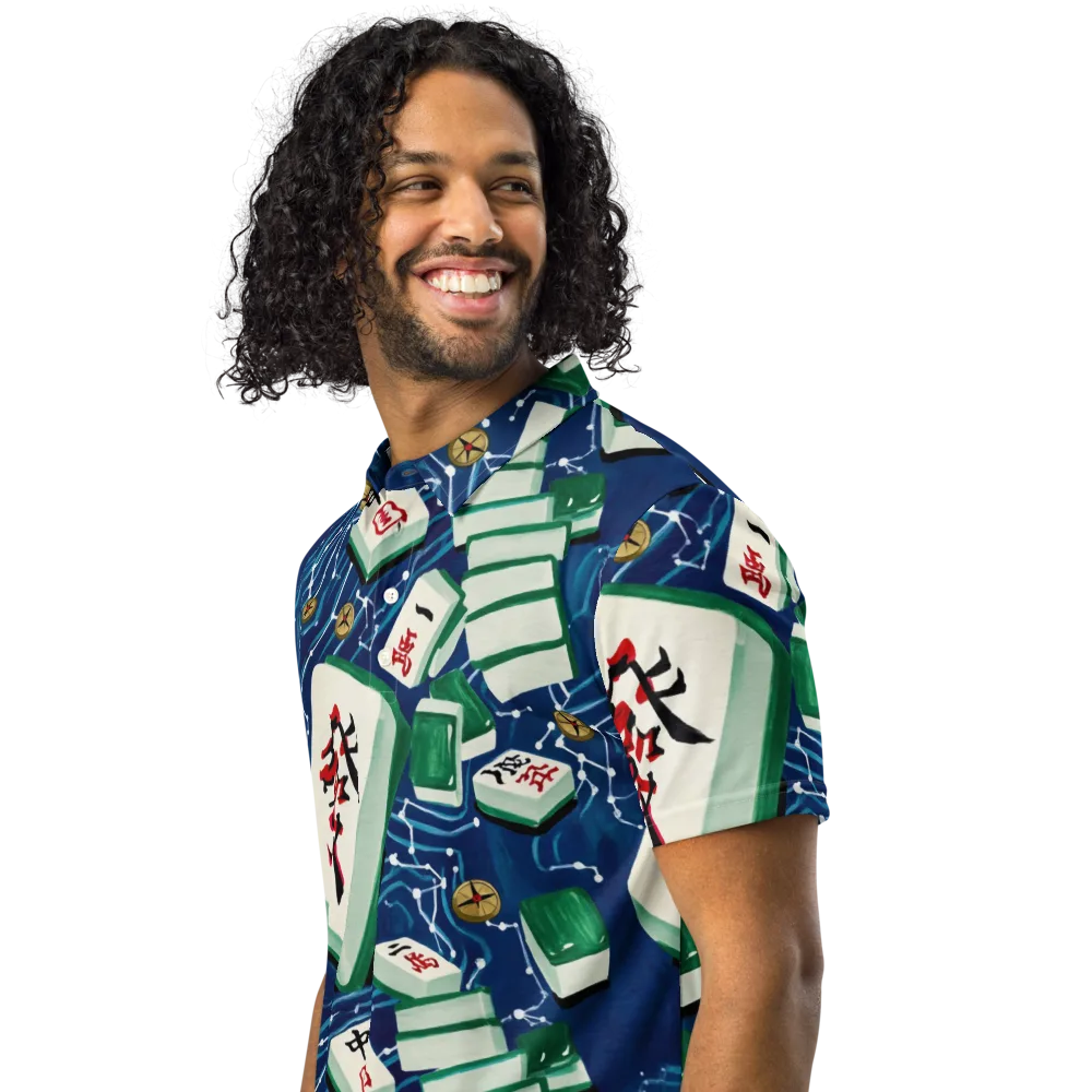 Compass Almanac on Men's Slim Fit Polo Shirt — Left Front