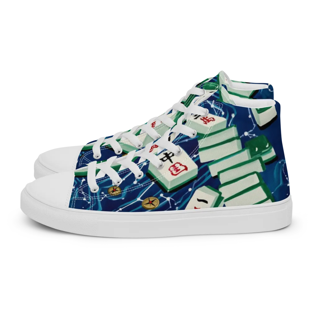 Compass Almanac on Men's High Top Canvas Shoes — Left