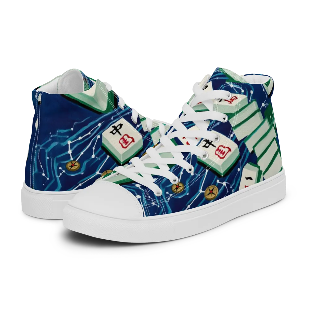 Compass Almanac on Men's High Top Canvas Shoes — Left