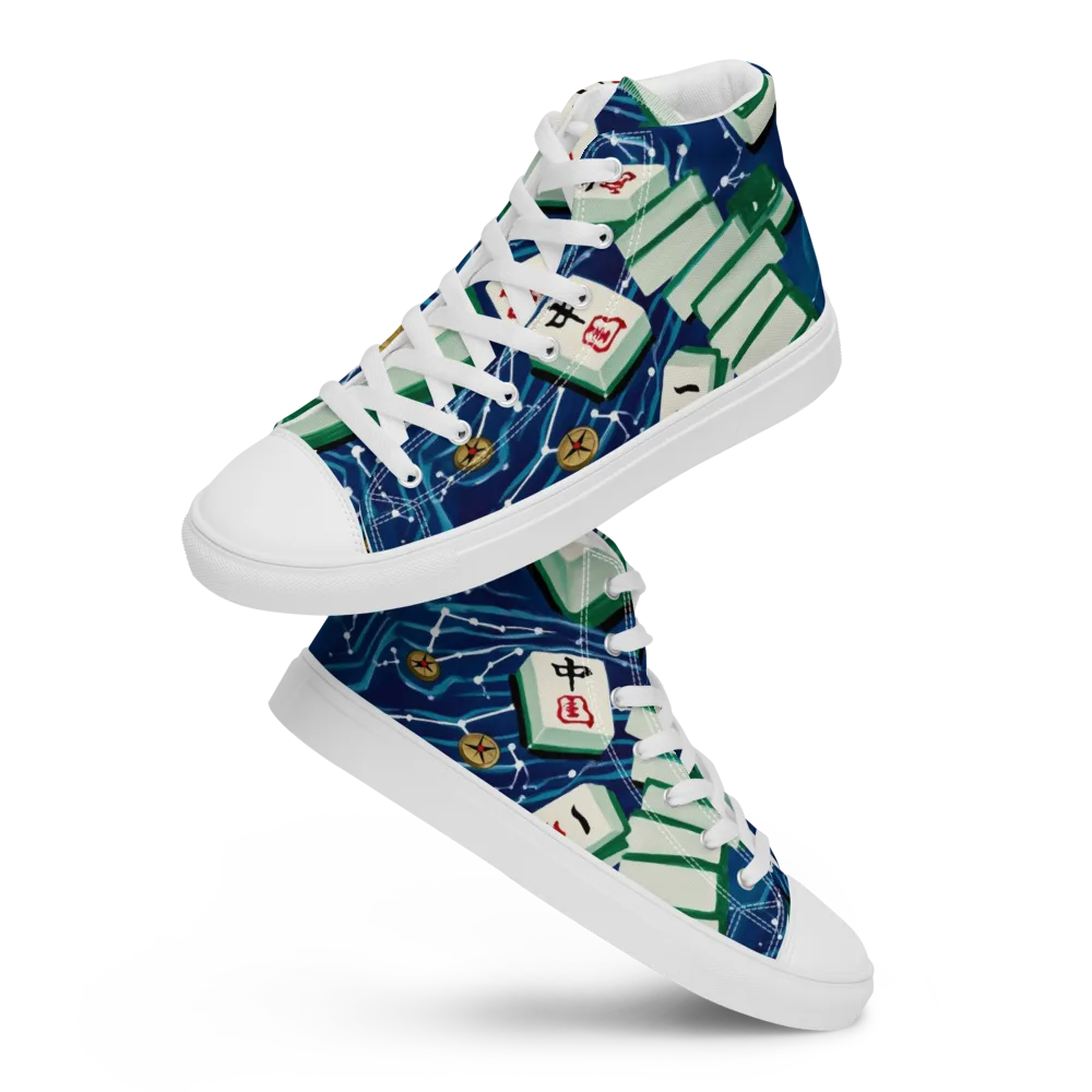 Compass Almanac on Men's High Top Canvas Shoes — Front