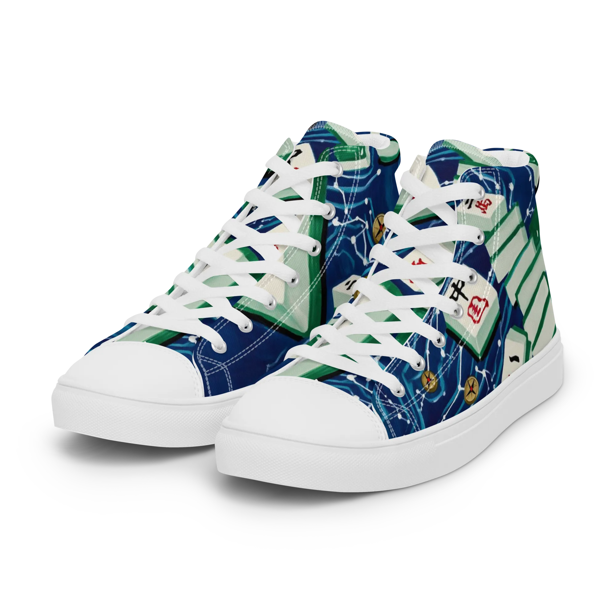 Compass Almanac on Women's High Top Canvas Shoes — Left Front