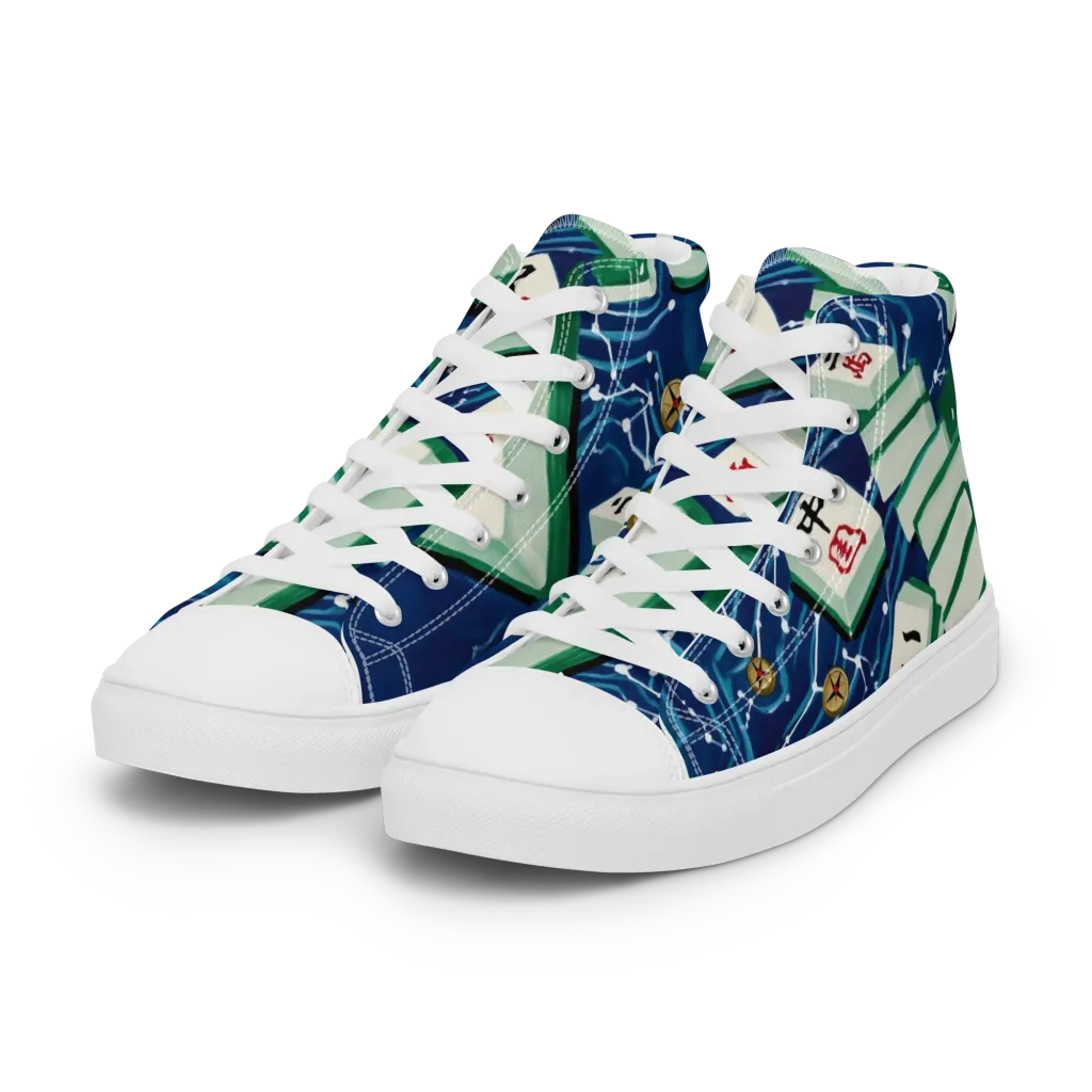 Compass Almanac on Women's High Top Canvas Shoes — Left Front
