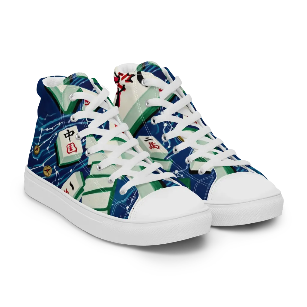 Compass Almanac on Women's High Top Canvas Shoes — Right Front