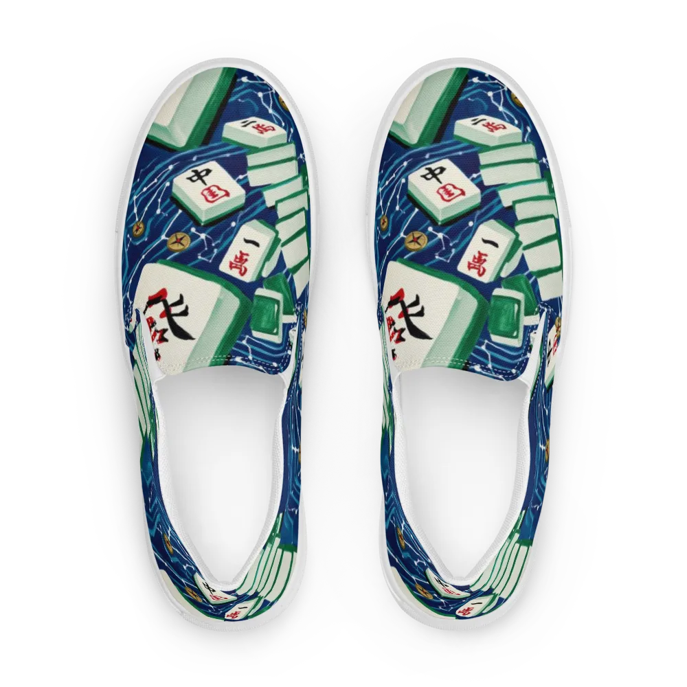 Compass Almanac on Men's Slip-On Canvas Shoes — Front