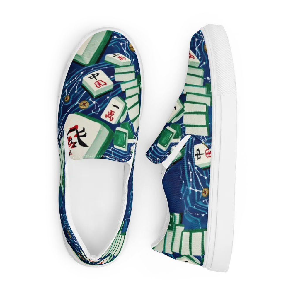 Compass Almanac on Men's Slip-On Canvas Shoes — Front