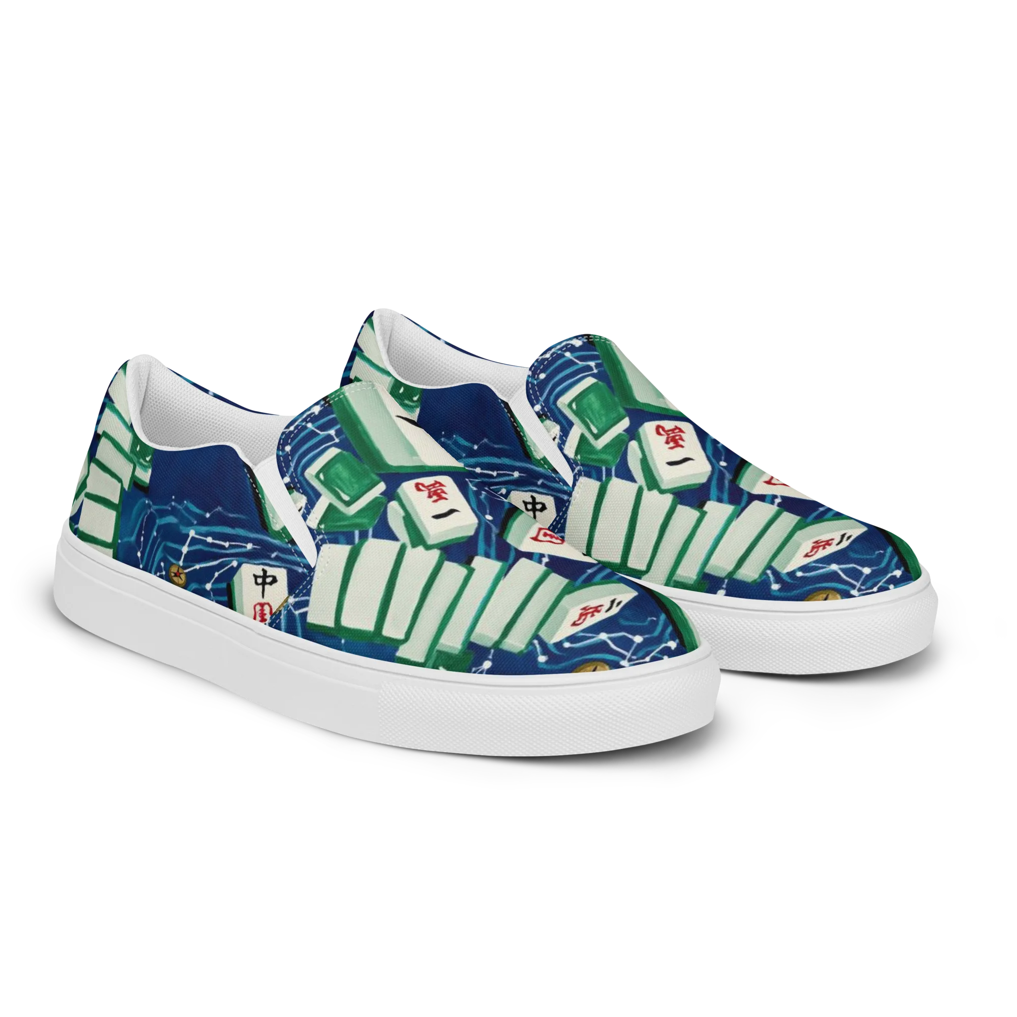 Compass Almanac on Women's Slip-On Canvas Shoes — Right Front