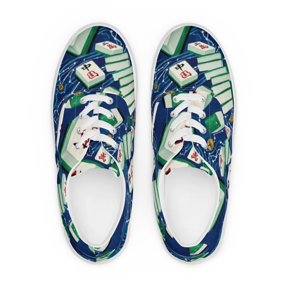 Compass Almanac on Men's Lace-Up Canvas Shoes — Front