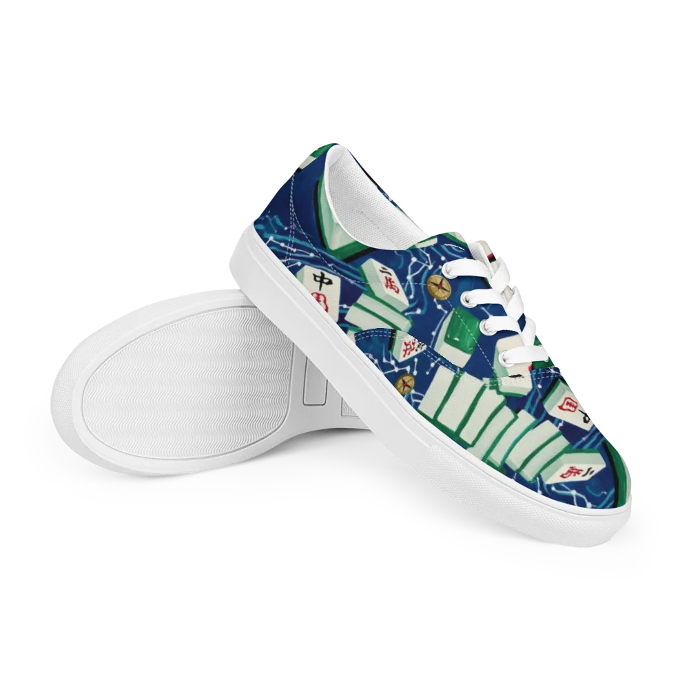 Compass Almanac on Men's Lace-Up Canvas Shoes — Right Front