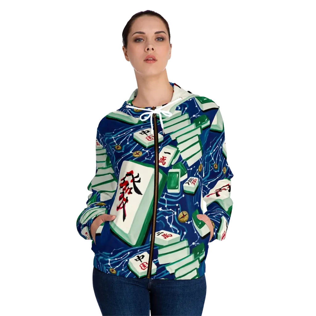 Compass Almanac on Women's Full-Zip Hoodie — Front On Person