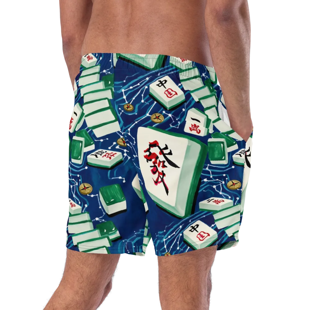 Compass Almanac on Swim Trunks — Right Back