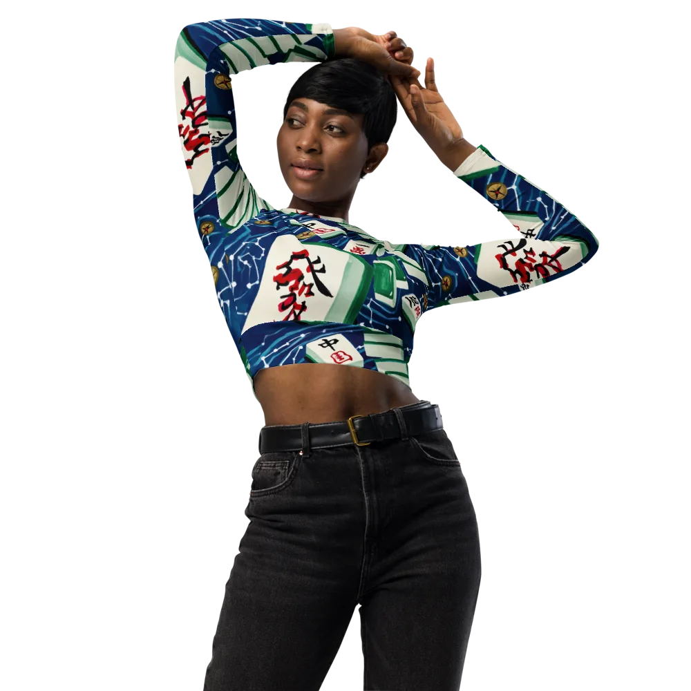 Compass Almanac on Long Sleeve Crop Top — Front