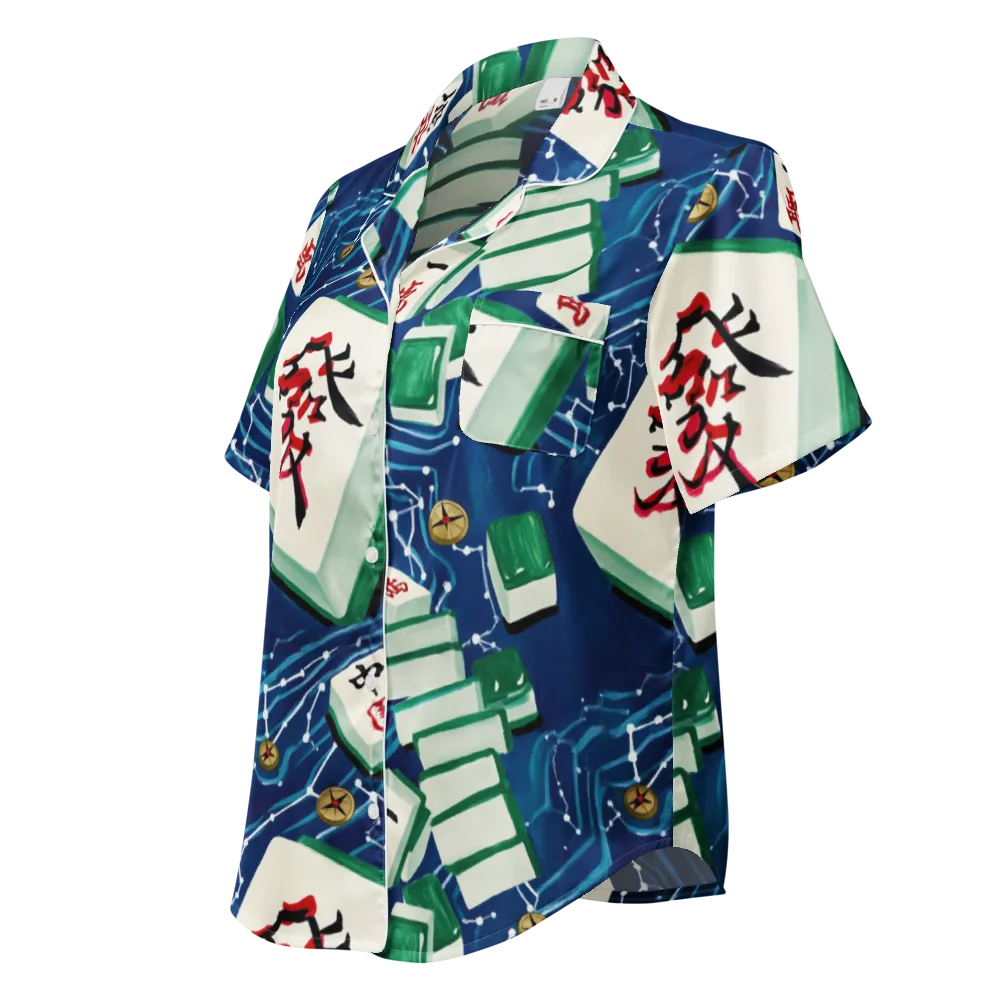 Compass Almanac on Women's Short Sleeve Pajama Top — Left Front