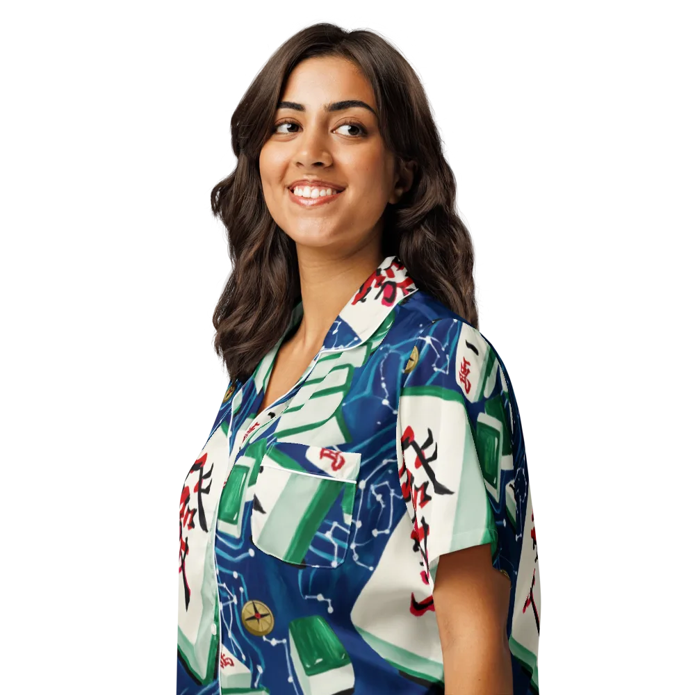 Compass Almanac on Women's Short Sleeve Pajama Top — Left Front